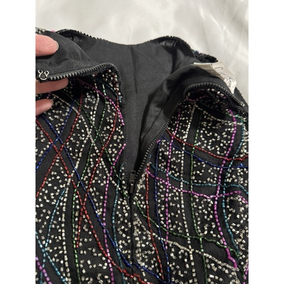 Laurence Kazar Women's Top Silk Beaded Multi Colored Sleeveless M Festival - Picture 5 of 9